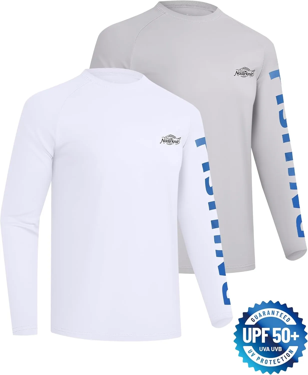 2 Pack Fishing Shirts for Men Long Sleeve UPF 50  Sun Protection Shirt Moisture Wicking Rash Guard T-Shirt