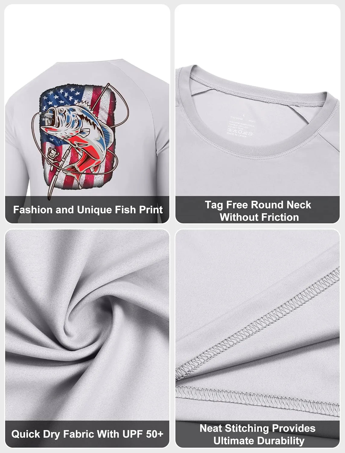 2 Pack Fishing Shirts for Men Long Sleeve UPF 50  Sun Protection Shirt Moisture Wicking Rash Guard T-Shirt