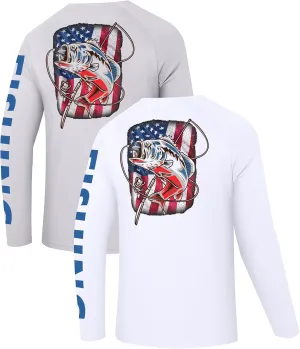 2 Pack Fishing Shirts for Men Long Sleeve UPF 50  Sun Protection Shirt Moisture Wicking Rash Guard T-Shirt