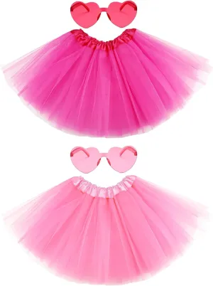 2 PCS Adult Tutus Skirts for Women Girls Tutu Skirt Elastic Tulle Tutu Colored Tutus for Dance Runners Halloween Party