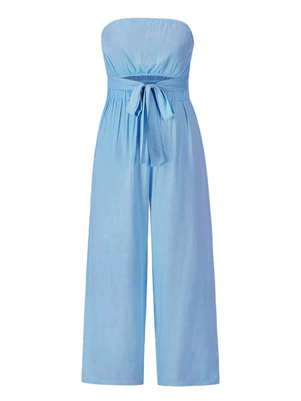 Bohemian Backless Jumpsuit & Straight Trouser Set: Summer Must-Have