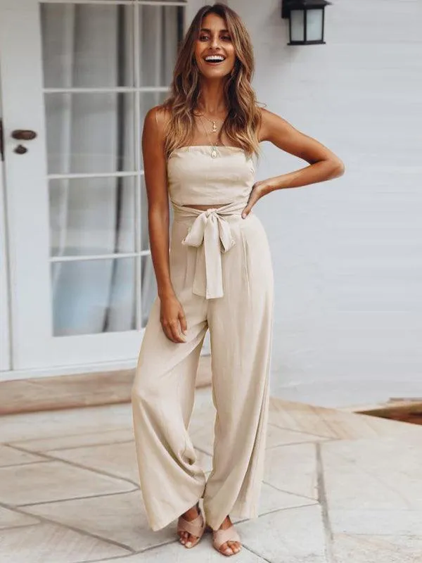 Bohemian Backless Jumpsuit & Straight Trouser Set: Summer Must-Have
