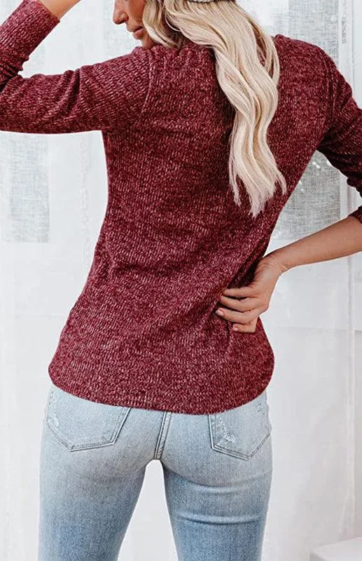Chic Long Sleeve V-Neck Henley Blouse - Women's Casual Fashion Top