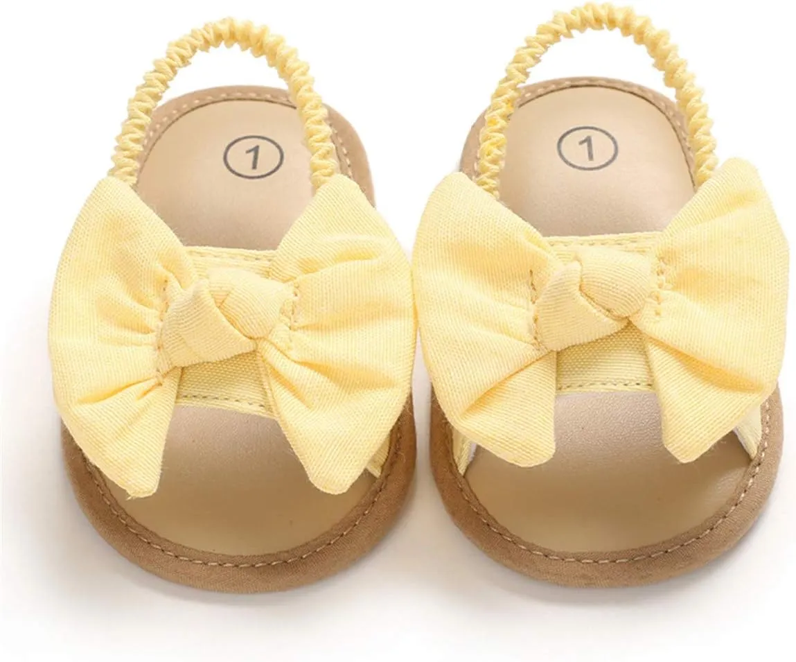 COSANKIM Infant Baby Girls Summer Sandals with Flower Soft Sole Newborn Toddler First Walker Crib Dress Shoes