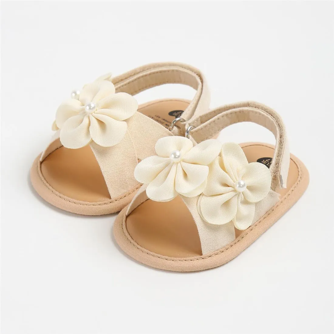 GDSDYM Infant Baby Girls Summer Sandals with Flower Bowknot Soft Sole Wedding Dress Flats Newborn First Walkers Crib Dress Shoes