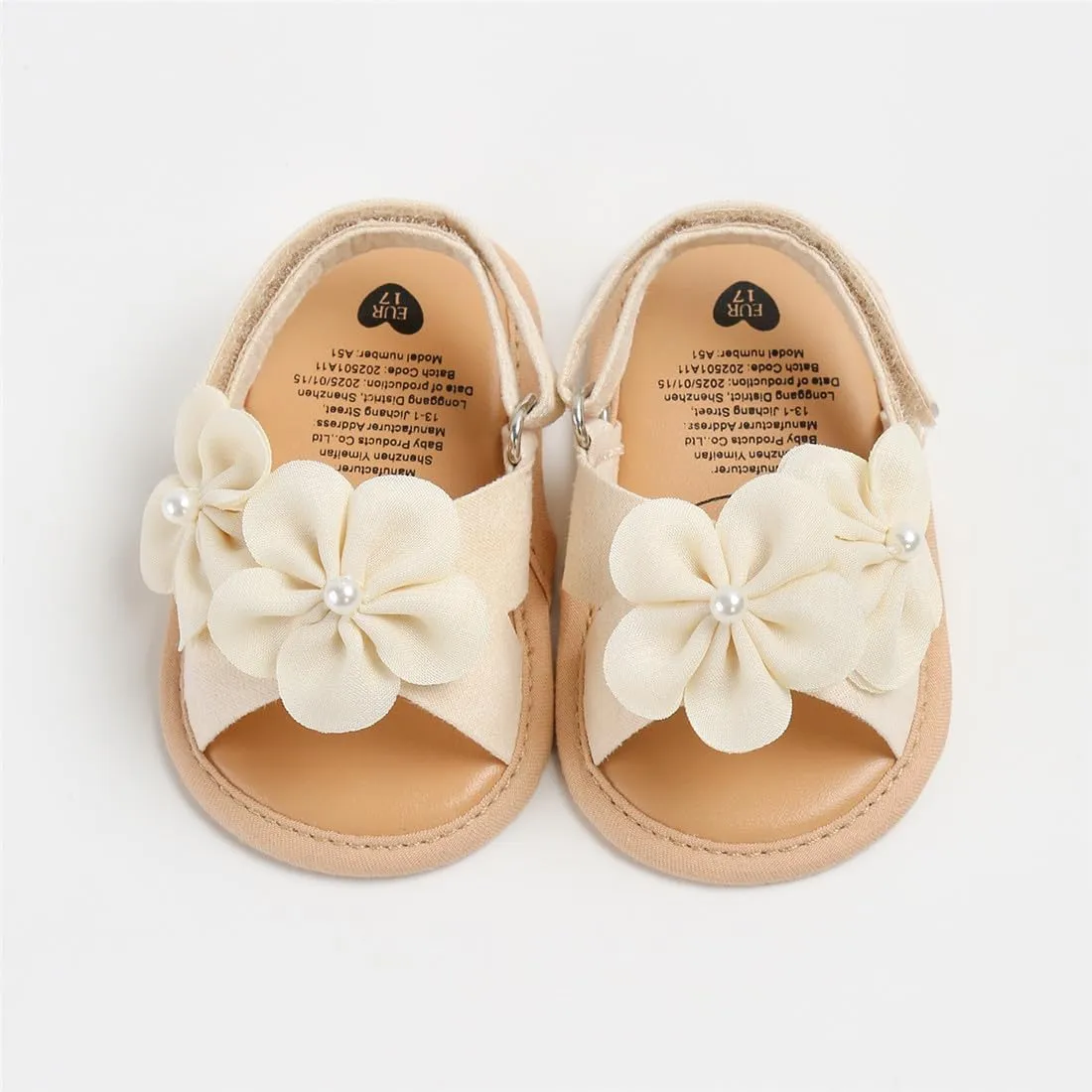 GDSDYM Infant Baby Girls Summer Sandals with Flower Bowknot Soft Sole Wedding Dress Flats Newborn First Walkers Crib Dress Shoes