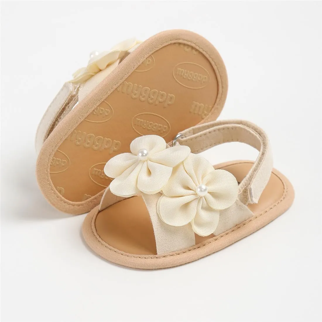 GDSDYM Infant Baby Girls Summer Sandals with Flower Bowknot Soft Sole Wedding Dress Flats Newborn First Walkers Crib Dress Shoes