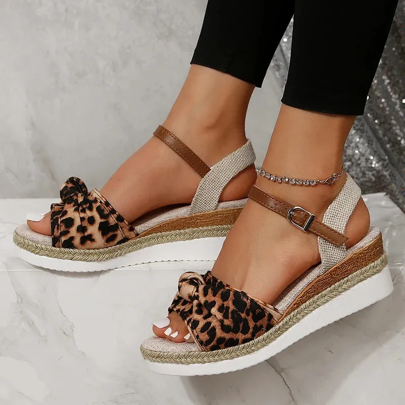 Hnzxzm Summer Mix Color Platform Sandals Women Comfort Med Heels Espadrille Shoes Woman Ankle Buckle Wedges Sandalias