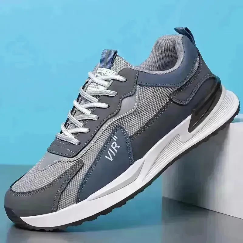 Men's Color Block Mesh Shoes Fashion Casual Lace-up Sneakers Outdoor Breathable Running Sports Shoes