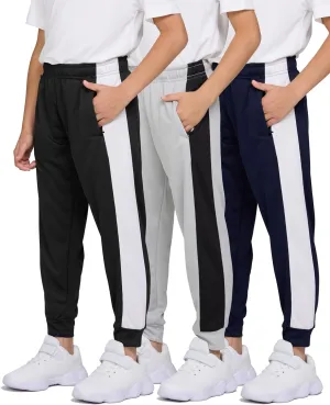 PURE CHAMP 3 Pack Boys Sweatpants Mesh Lightweight Kids Clothes with Zipper Pockets Active Quick-Dry Boys Pants Sizes 4-20