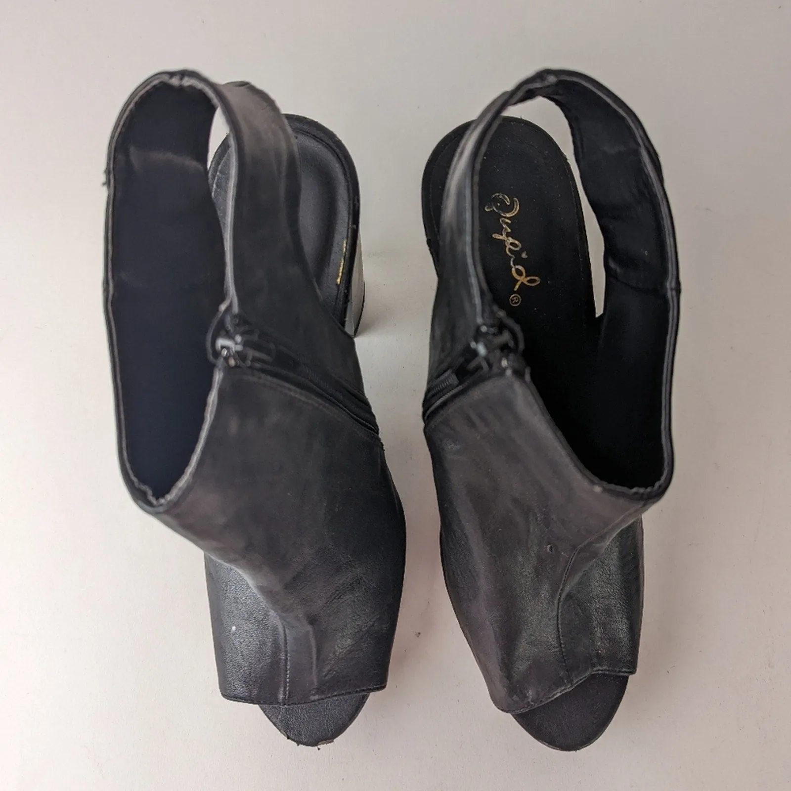 Qupid Chunky Heeled Peep Toe Booties - 6