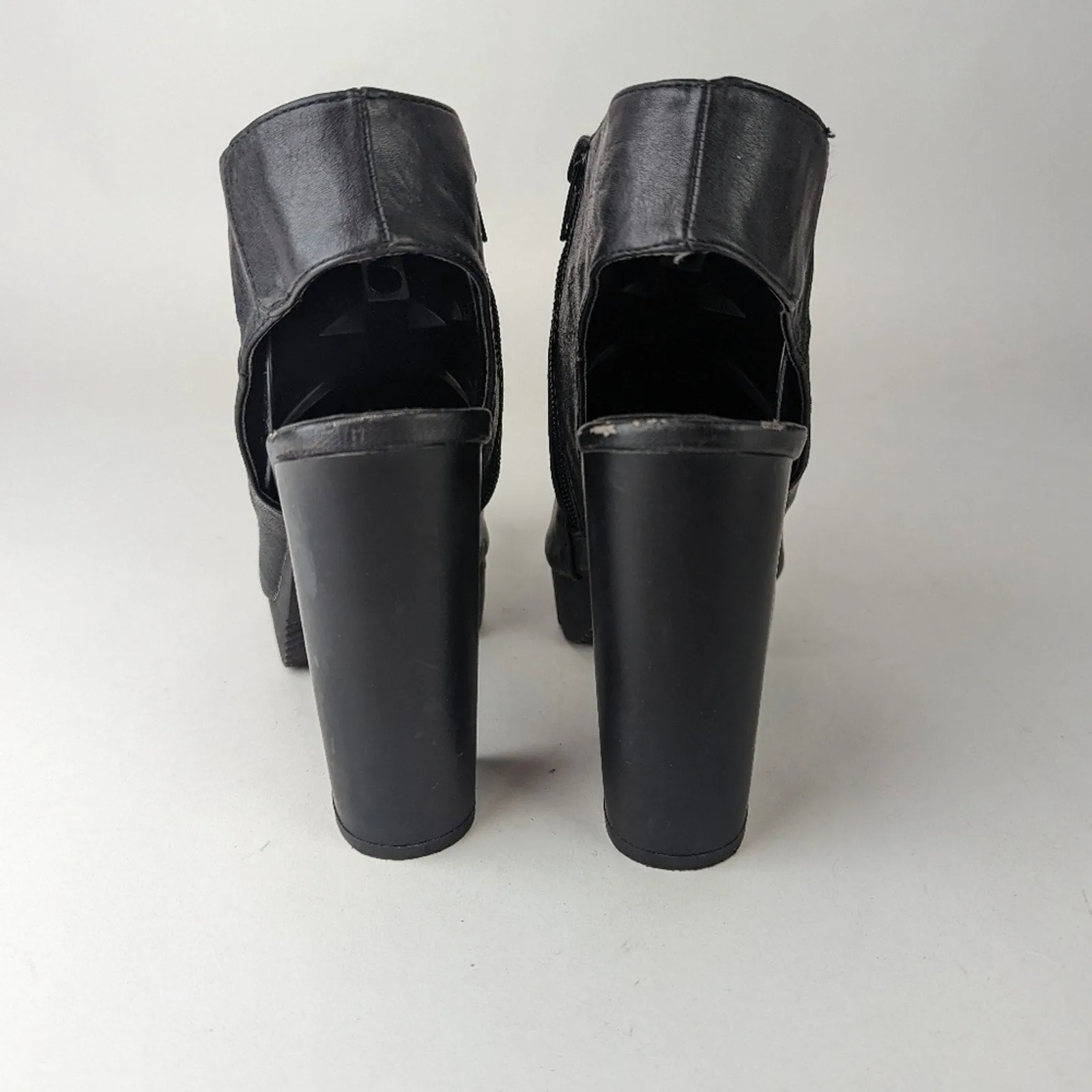 Qupid Chunky Heeled Peep Toe Booties - 6