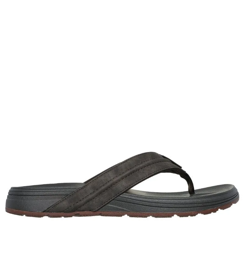 Skechers Mens Brown Vegan Flip Flop Relaxed Fit Sandal PATINO - MARLEE 205111