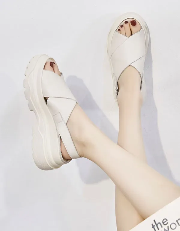 Women's Summer Cut-out Retro Platform Sandals